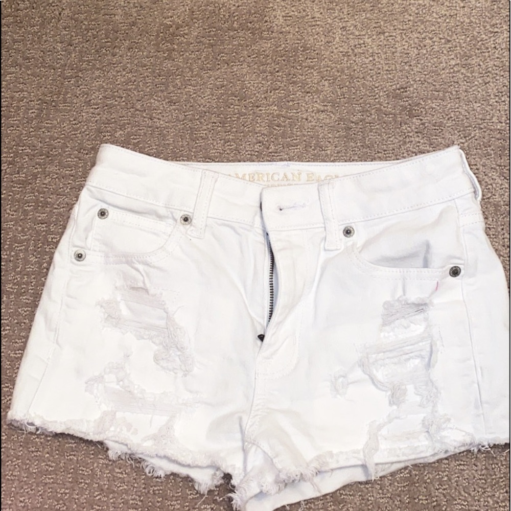 AE white jean shorts